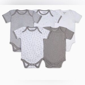 Burt's Bees Gray and White Baby Bodysuit Set